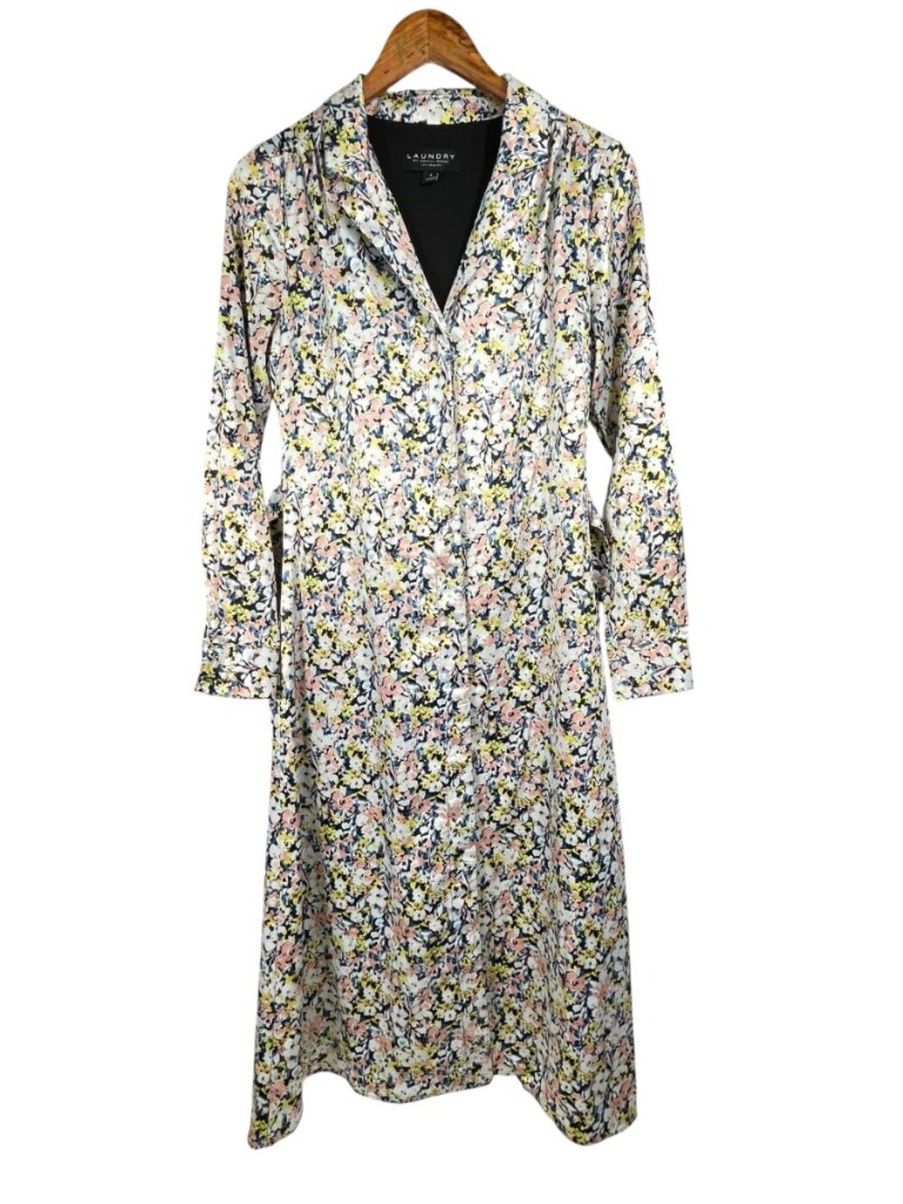 Laundry Shelli Segal Floral Shirt Dress Belted Long Sleeve Size 4 - Picture 2 of 12